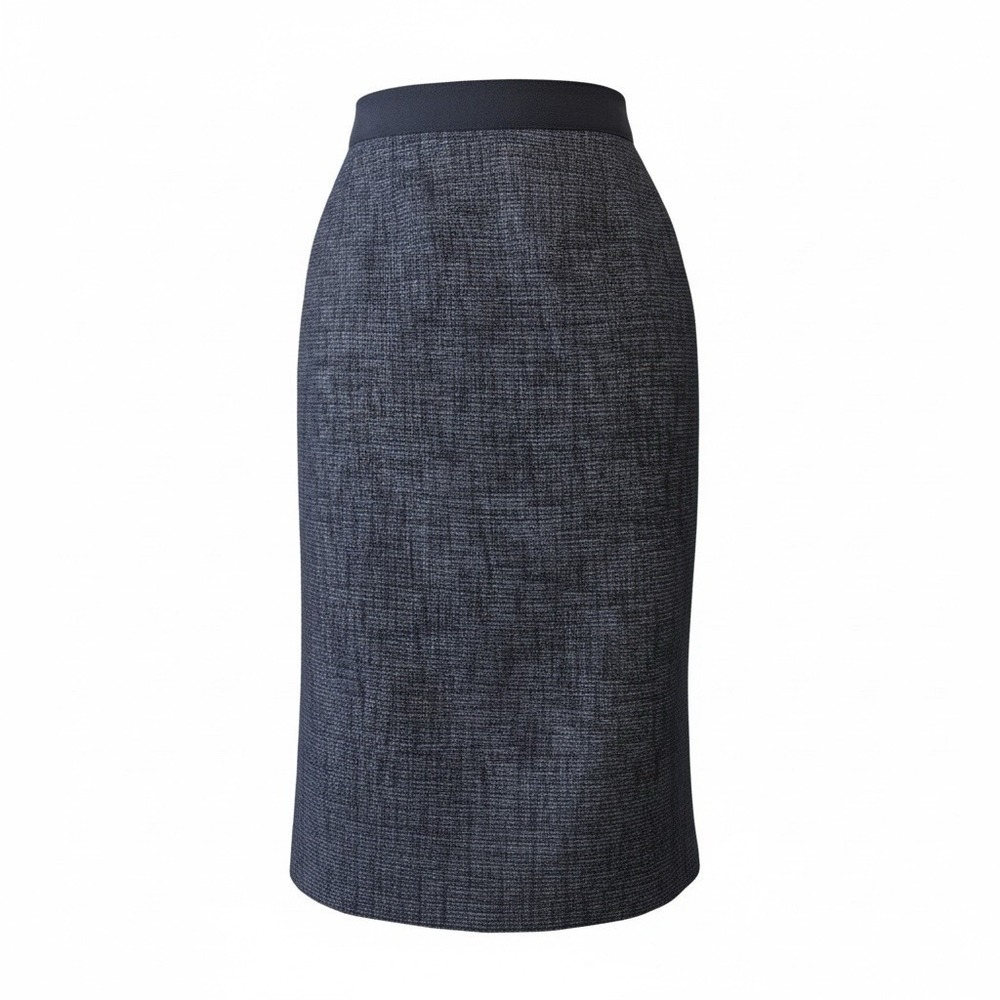 Elie Tahari Pencil Skirt Women Small Blue Textured Tweed Back Zip Career Chic